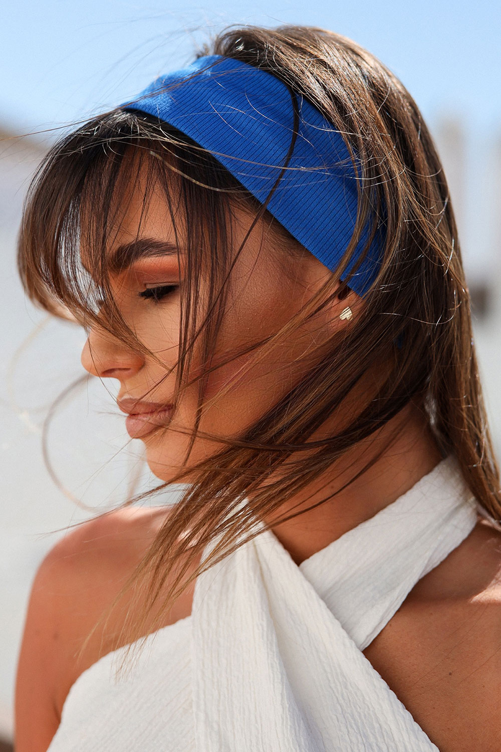 Niebieska prążkowana opaska Aria