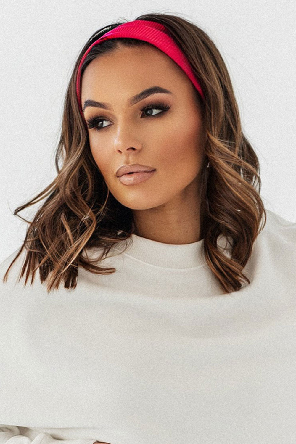 Fuksjowa prążkowana opaska Aria